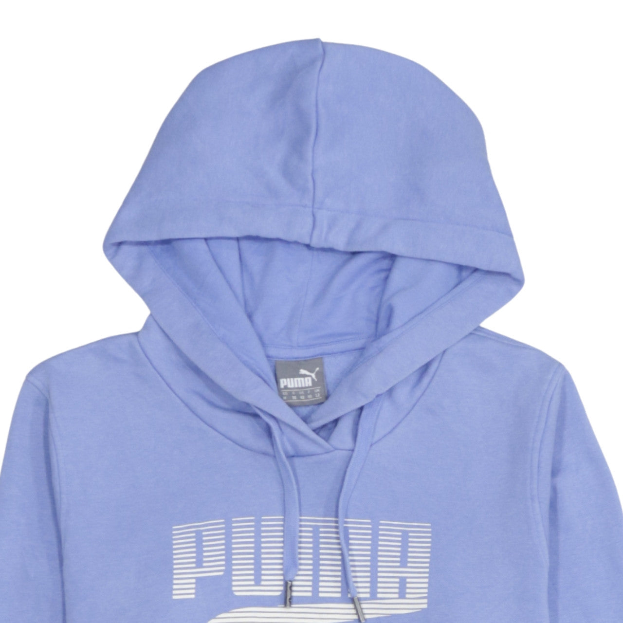 Puma Womens Blue Pullover Hoodie Size 12 Cotton Blend Logo Sweatshirt