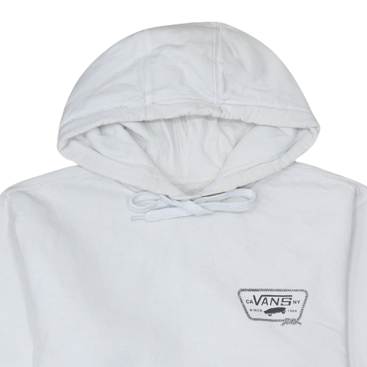 Vans Men’s White Pullover Hoodie Medium Logo Graphic Skate Sweatshirt