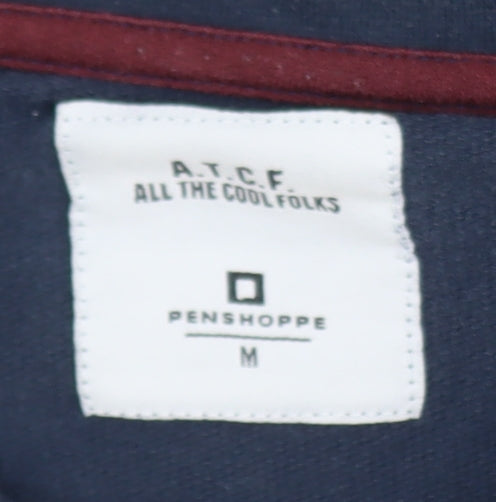 Penshoppe Men's Navy Colourblock Crew Neck Sweatshirt Size M