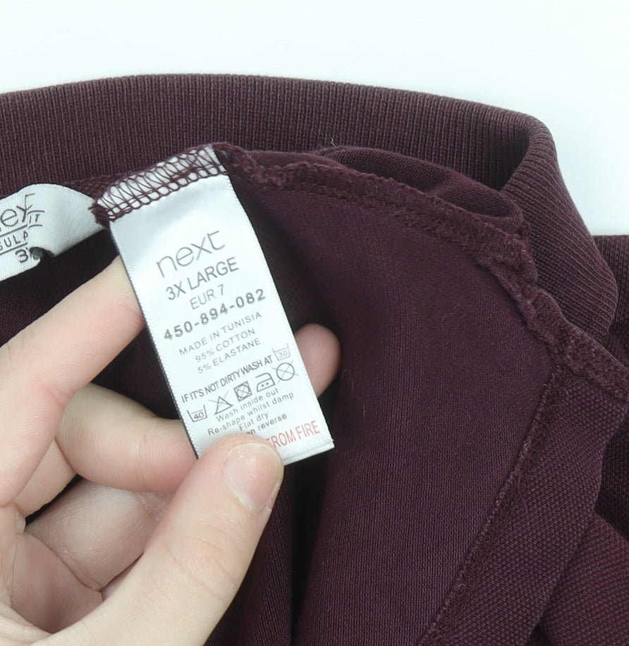 Next Men's Brown Long Sleeve 3XL Regular Fit Polo Shirt