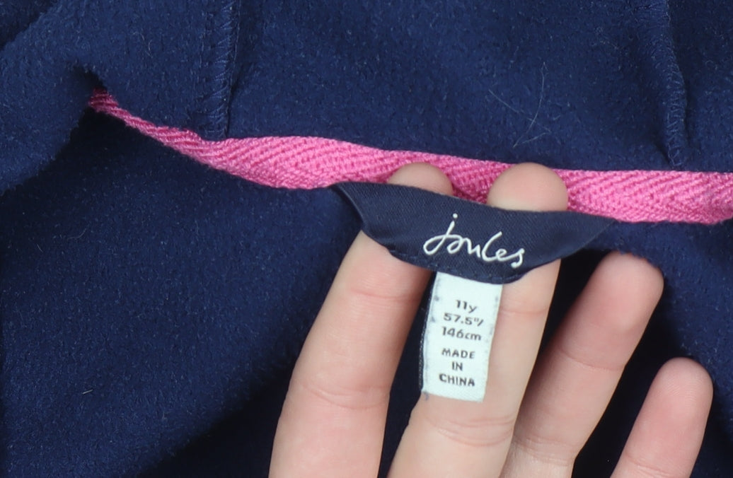 Joules Girls Multicoloured Full Zip Fleece Hoodie Size 11 Years