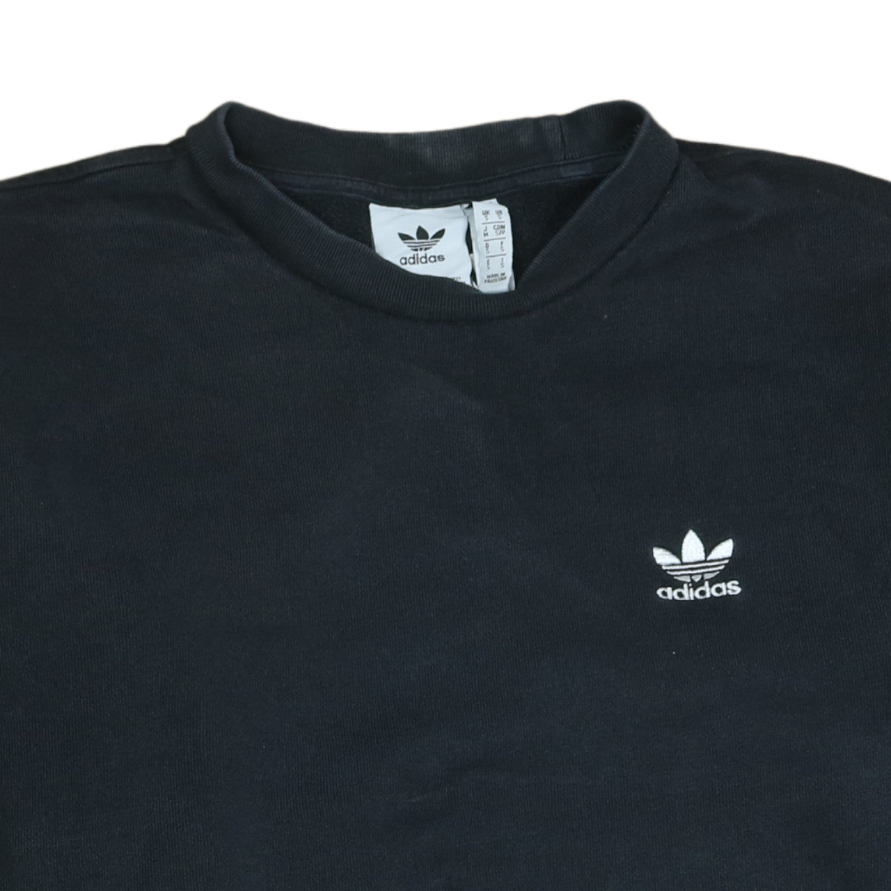 Adidas Mens Black Small Crew Neck Pullover Sweatshirt Logo Sportswear