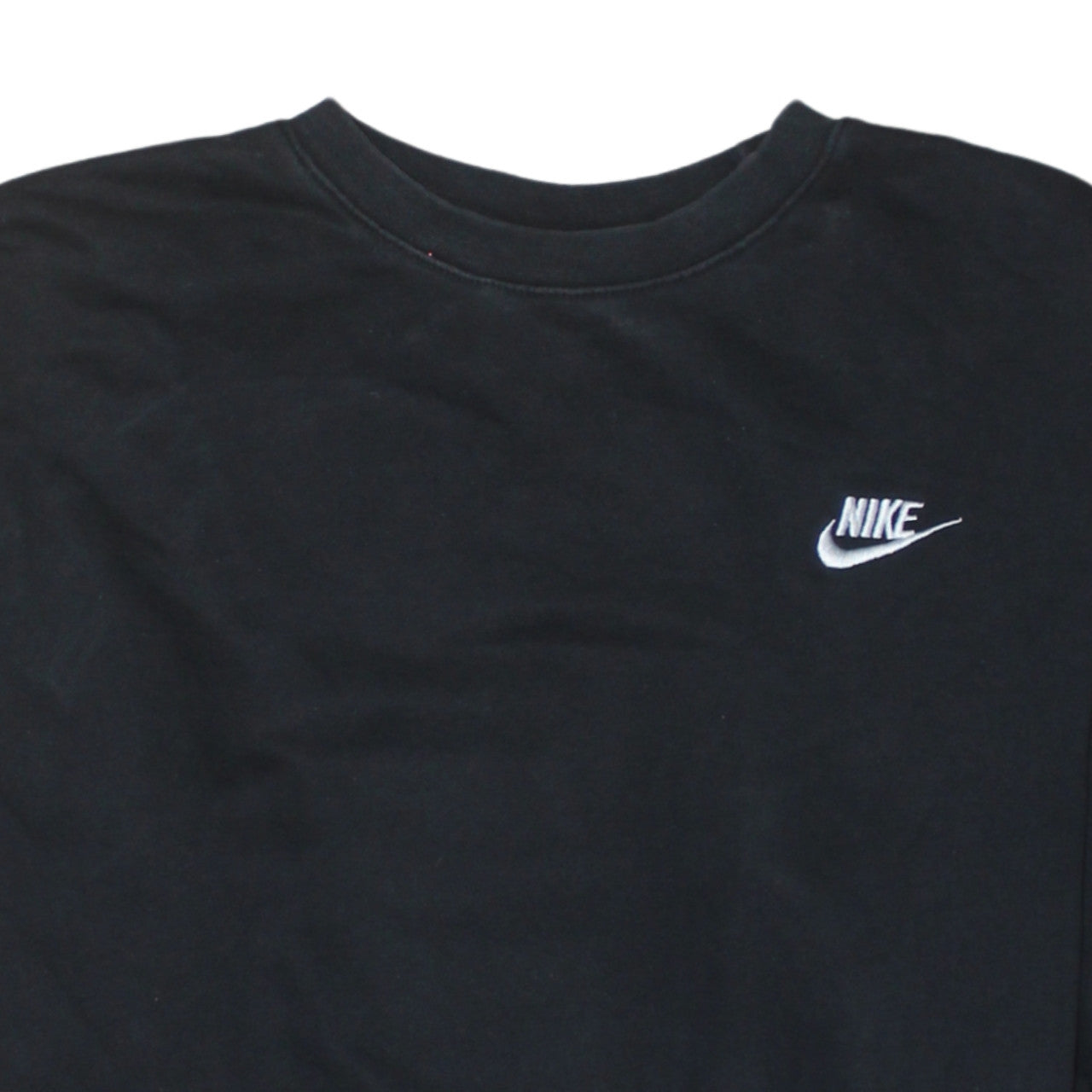 Nike Men Black Crew Neck Cotton Fleece Pullover Sweatshirt M