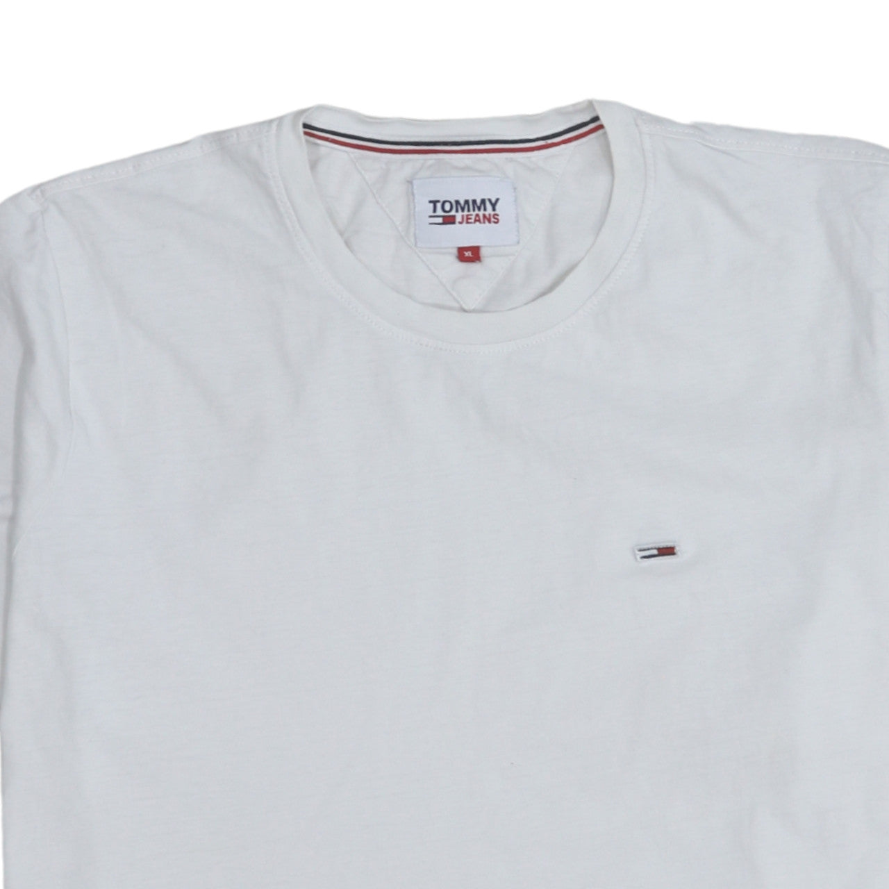 Tommy Jeans Men's White XL Classic Crew Neck Cotton T-Shirt
