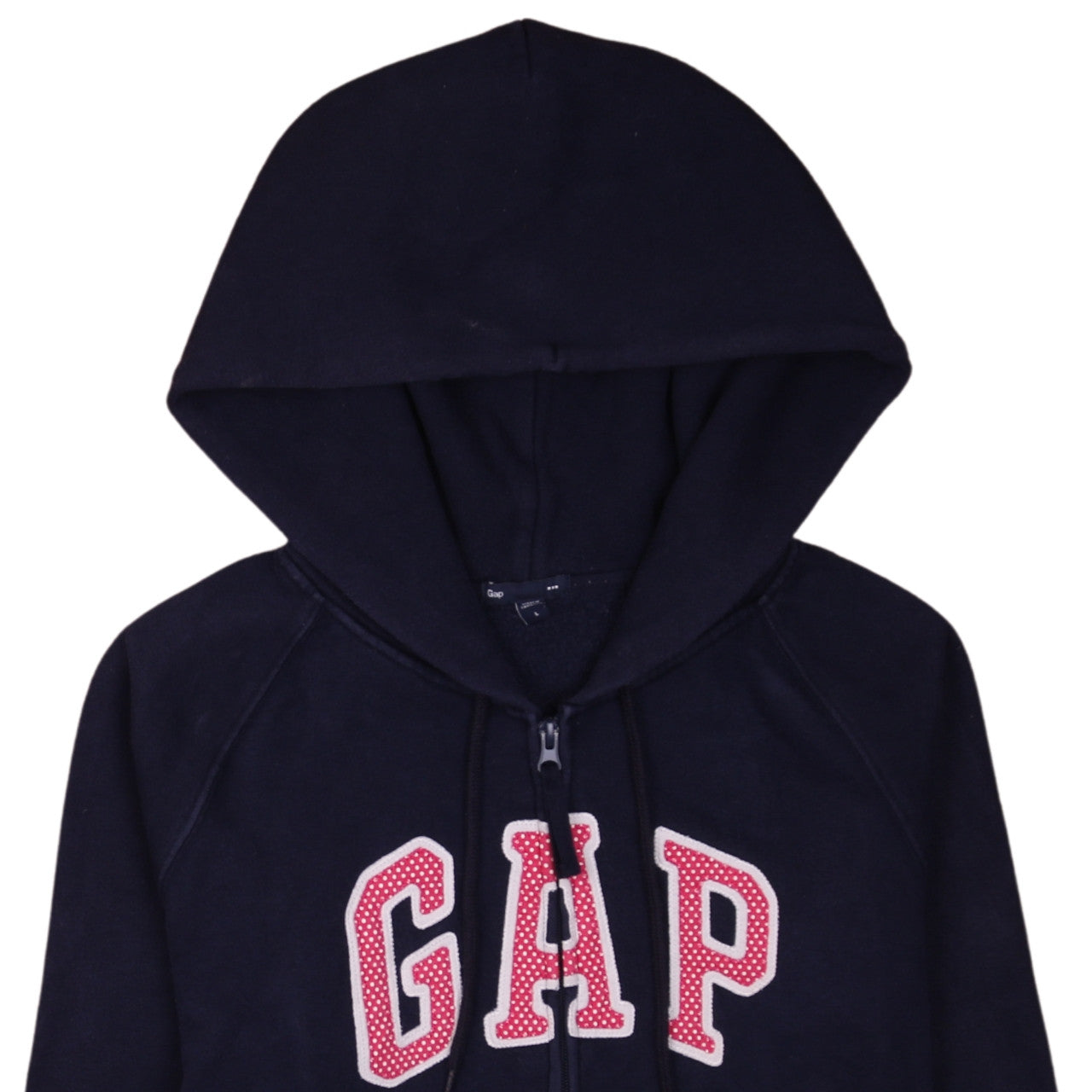 GAP Women Navy Blue Full Zip Hoodie L Fleece Logo Casual
