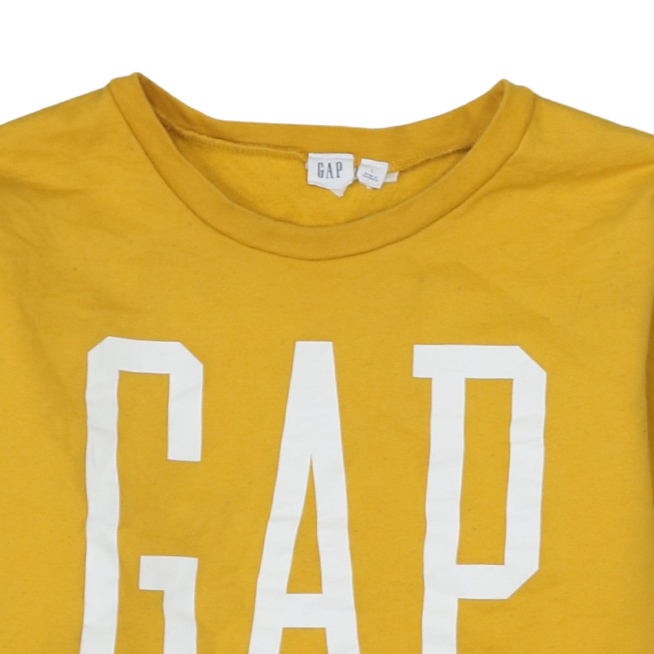 GAP Womens Yellow Logo Pullover Sweatshirt L Cotton Blend