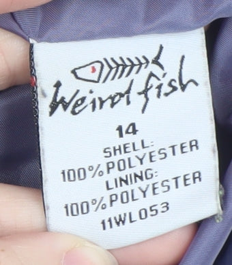 Weird Fish Women's Blue Quilted Mid-Length Jacket Size 14