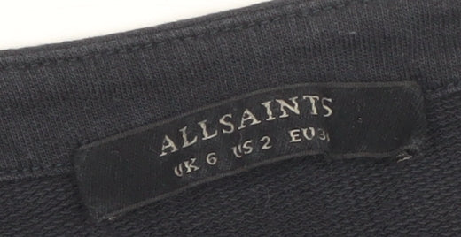 AllSaints Womens Black Short Sleeve Shift Dress Size 6