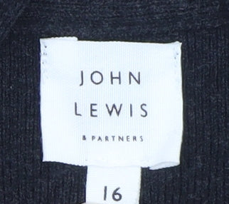 John Lewis Women’s Black Wool Blend Longline Cardigan Size 16