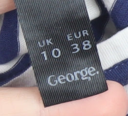 George Maternity Blue White Striped Long Sleeve V-Neck Top UK 10