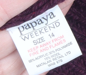 Papaya Weekend Women's Purple Cable Knit Long Sleeve Cardigan Size 14