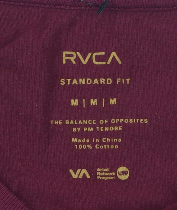 RVCA Men's Red Graphic Logo Cotton T-Shirt Size M