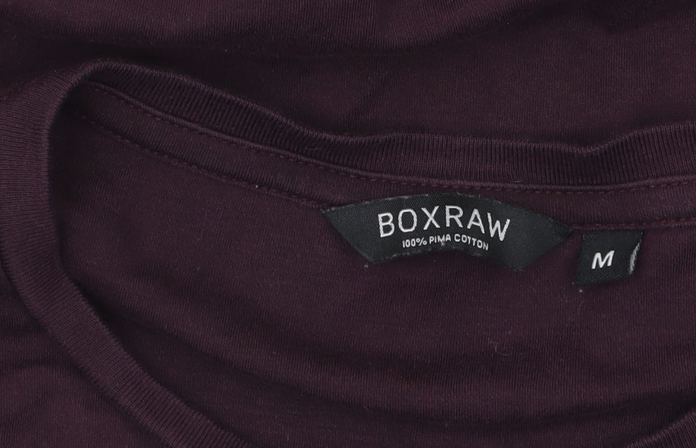 BOXRAW Womens Purple Short Sleeve Crew Neck Pima Cotton T-Shirt M