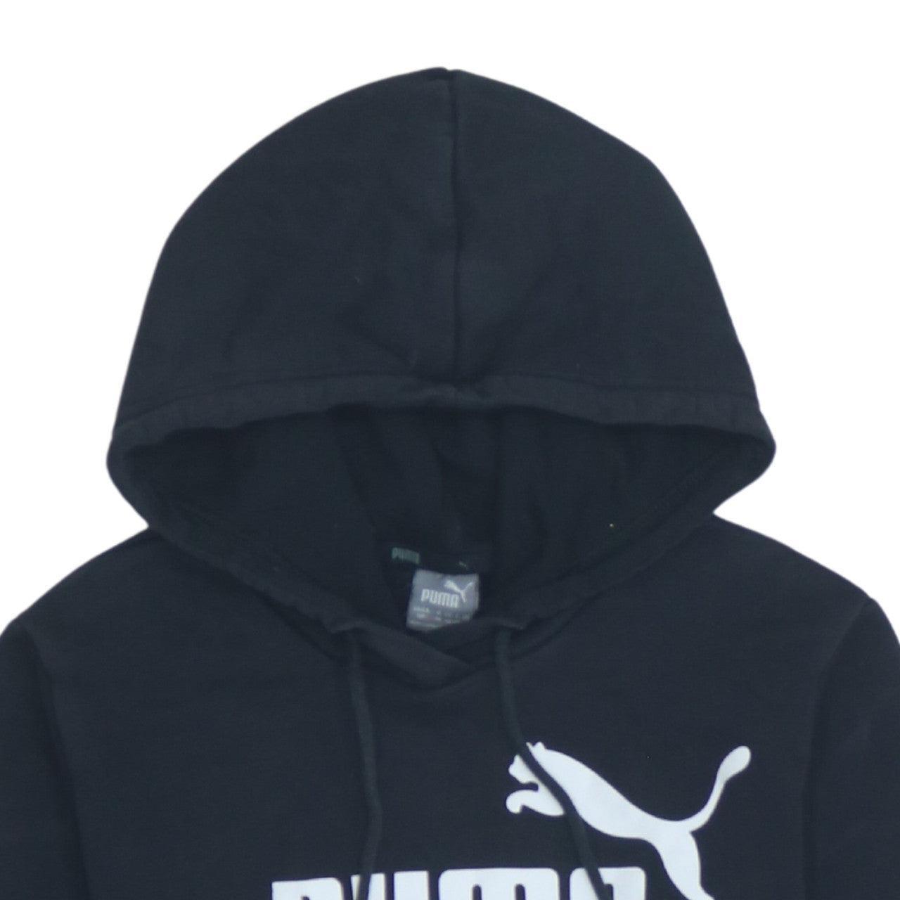 Puma Women Black UK 10 Pullover Hoodie Sweatshirt Logo Casual
