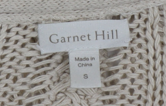 Garnet Hill Women's Beige Open-Knit Linen Cotton Cardigan Size S