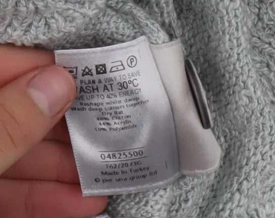 Marks and Spencer Per Una Grey V-Neck Button 3/4 Sleeve Jumper Size 16