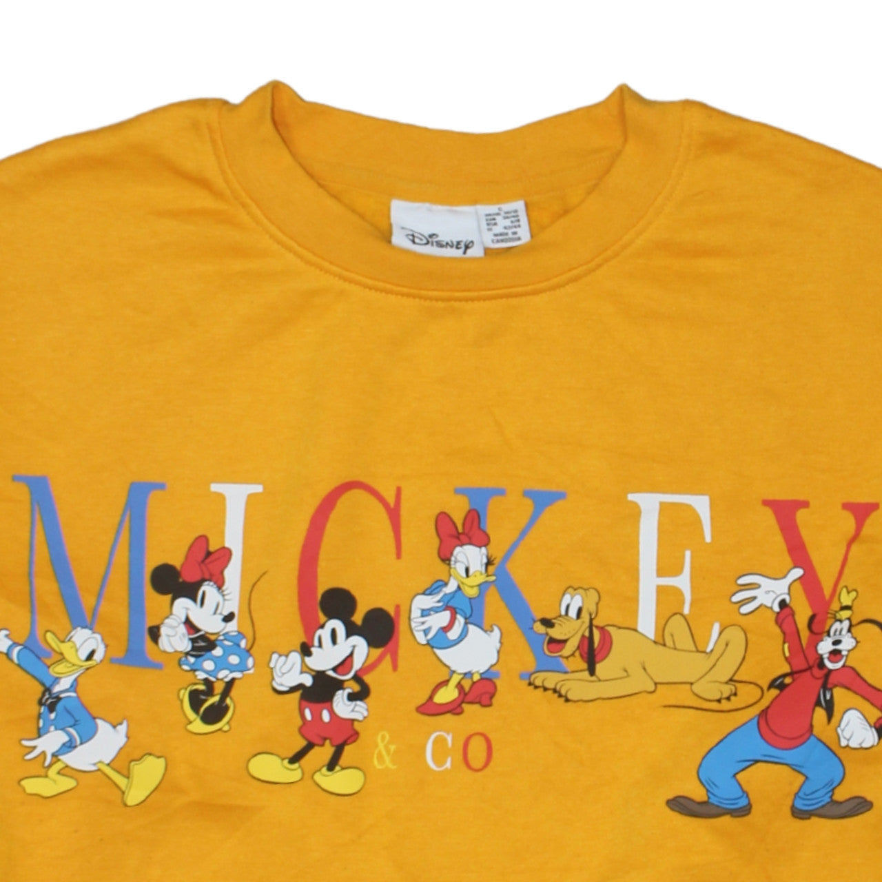 Disney Womens Yellow Mickey & Co Sweatshirt Size 10/12 S