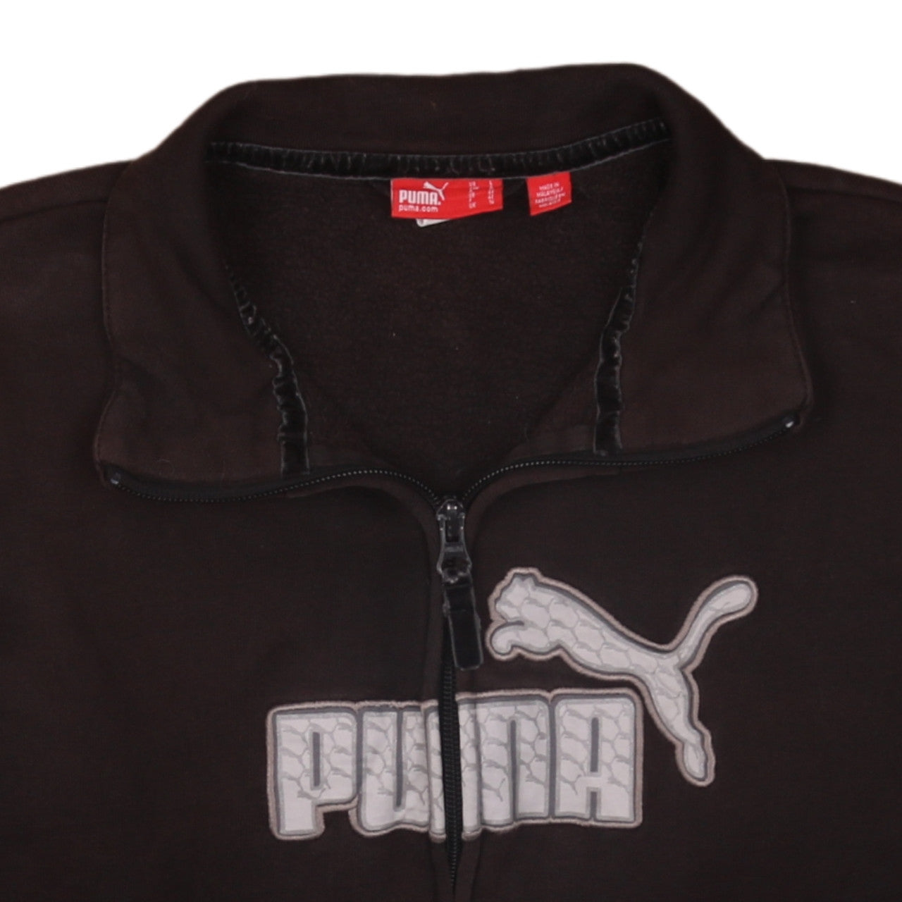 Puma Womens Black Full Zip Hoodie Sweatshirt UK 14 L Logo Cotton Blend
