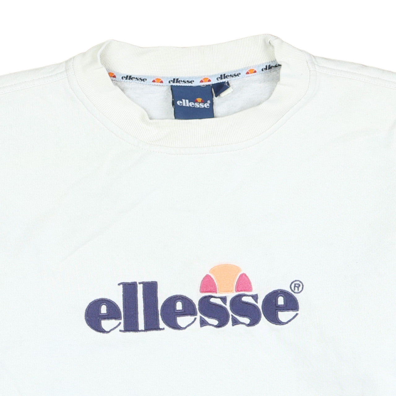 Ellesse Womens White Small Pullover Sweatshirt Crew Neck Long Sleeve Logo