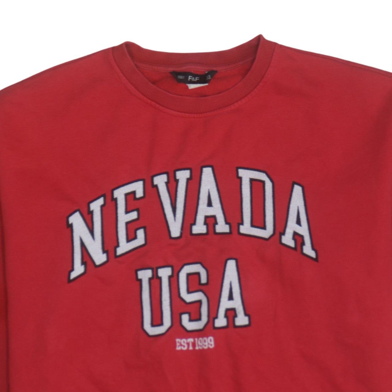 F&F Womens Red Nevada USA Crew Neck Pullover Sweatshirt Size 16