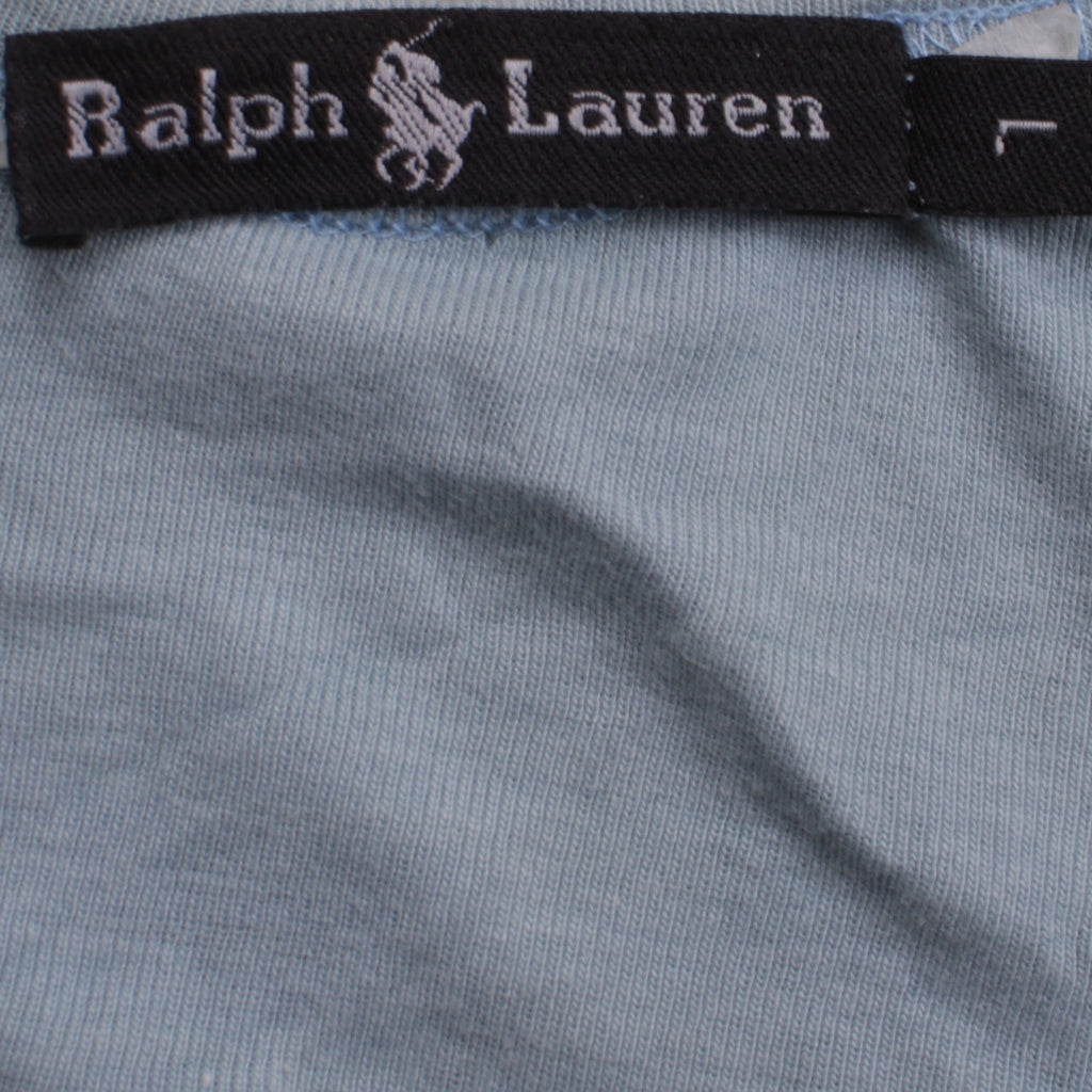 Ralph Lauren Women's Blue V-Neck 3/4 Sleeve Cotton T-Shirt L