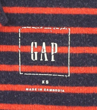 GAP Women’s Blue Striped Long Sleeve Cotton Boat Neck Top XS