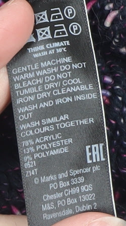 Marks and Spencer Womens Black Size 18 Chunky Knit Crew Neck Jumper