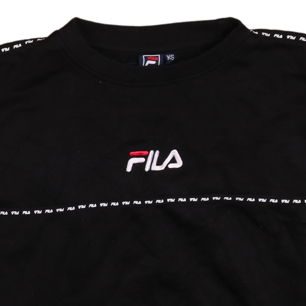 FILA Mens Black XS Crew Neck Logo Pullover Sweatshirt