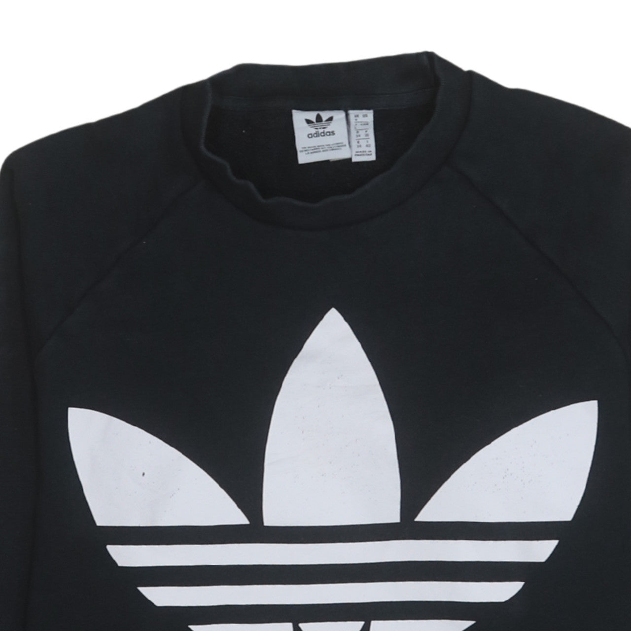 Adidas Womens Black Size 8 Crew Neck Trefoil Logo Sweatshirt