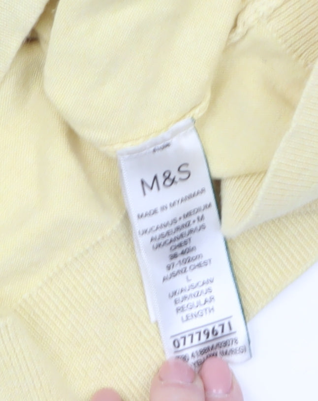 Marks and Spencer Men's Yellow Cotton Polo Shirt Size M Regular Fit