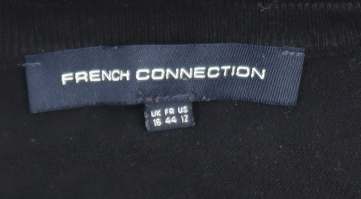 French Connection Women’s Black Knit Bodycon Long Sleeve Dress UK 16