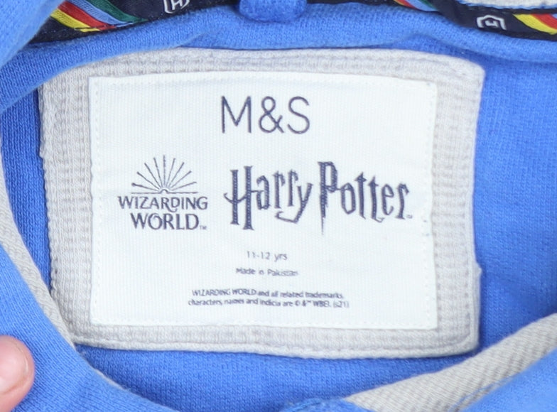 Marks and Spencer Boys Blue Ravenclaw Hoodie Harry Potter 11-12 Years Pullover