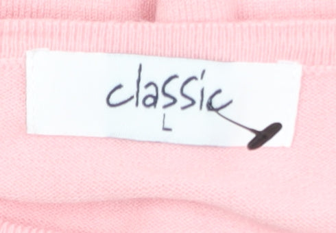 Classic Womens Pink Long Sleeve Pullover Sweatshirt Size L