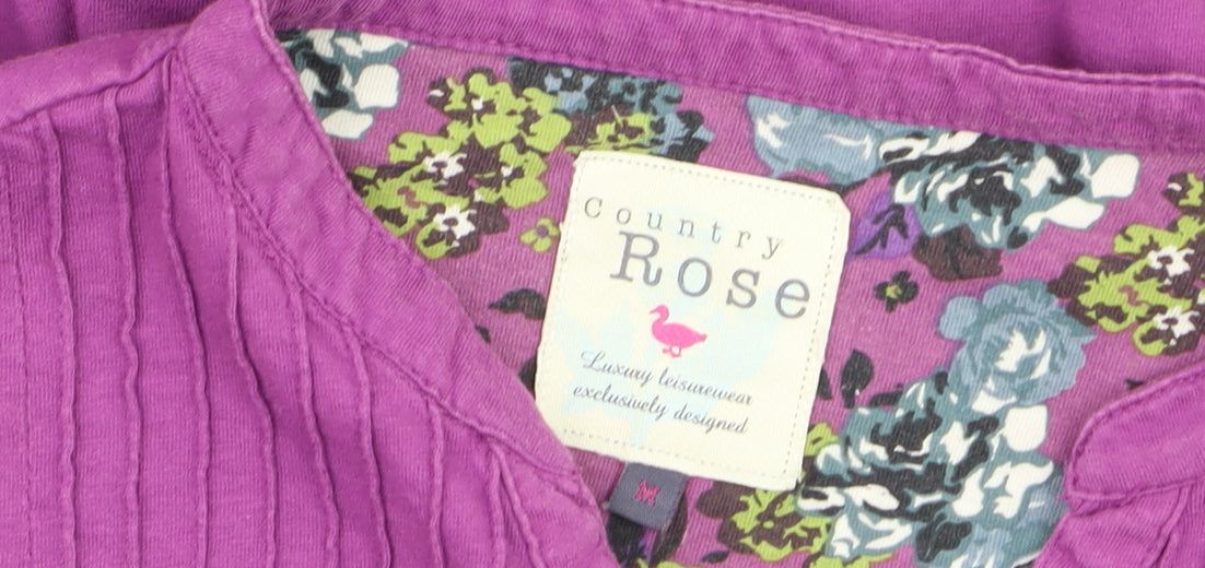 Country Rose Womens Purple Cotton Long Sleeve Tunic Blouse M