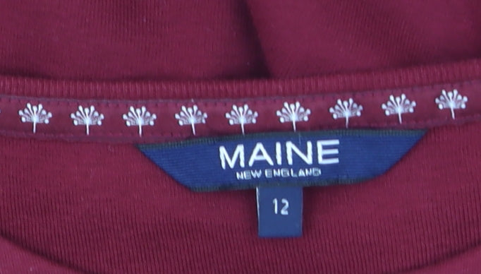 Maine New England Women's Red 3/4 Sleeve Cotton T-Shirt Size 12