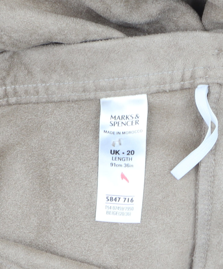 Marks and Spencer Women Beige A-Line Midi Suede Skirt Size 20