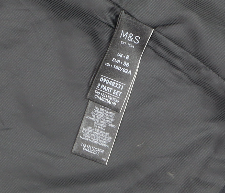 Marks and Spencer Autograph Women’s Charcoal Wool Cashmere Long Coat Size 8