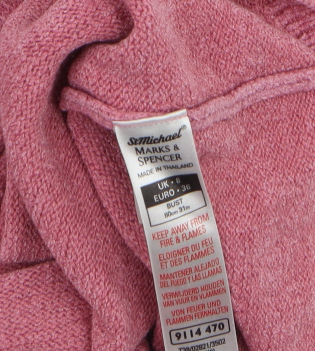 Marks and Spencer Women Pink V-Neck Long Sleeve Pullover Jumper UK 8