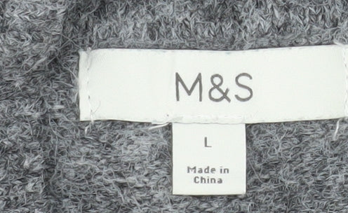 Marks and Spencer Women's Grey Wool Blend Mock Neck Jumper L