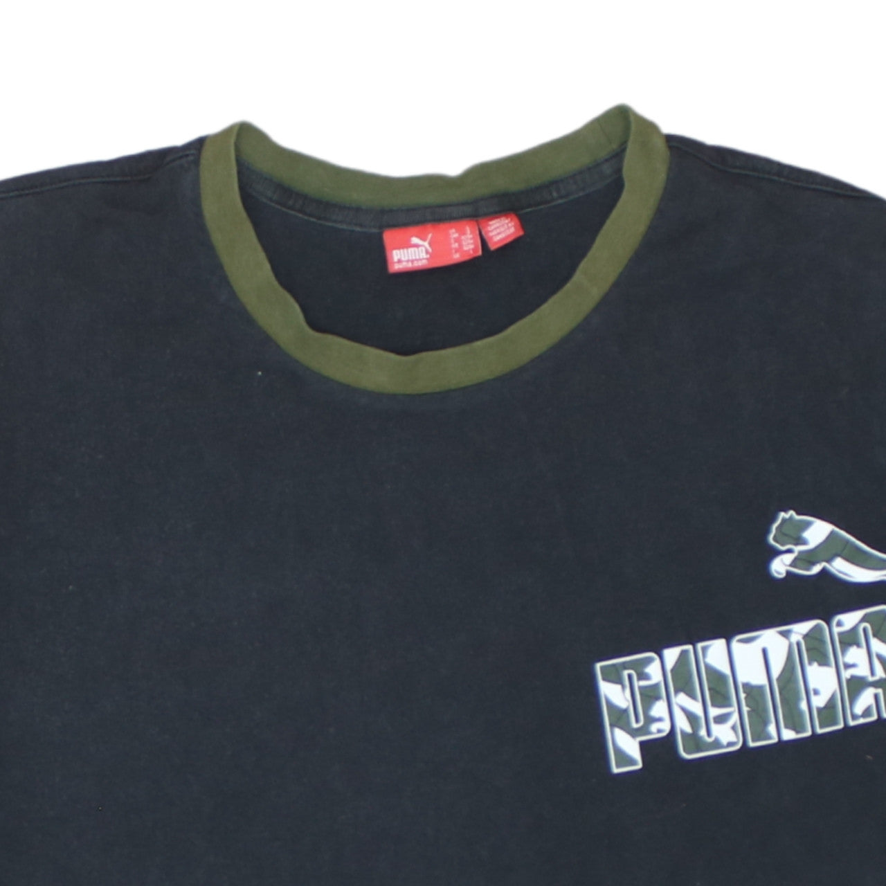 Puma Mens Black Camouflage Logo Crew Neck T-Shirt Size L