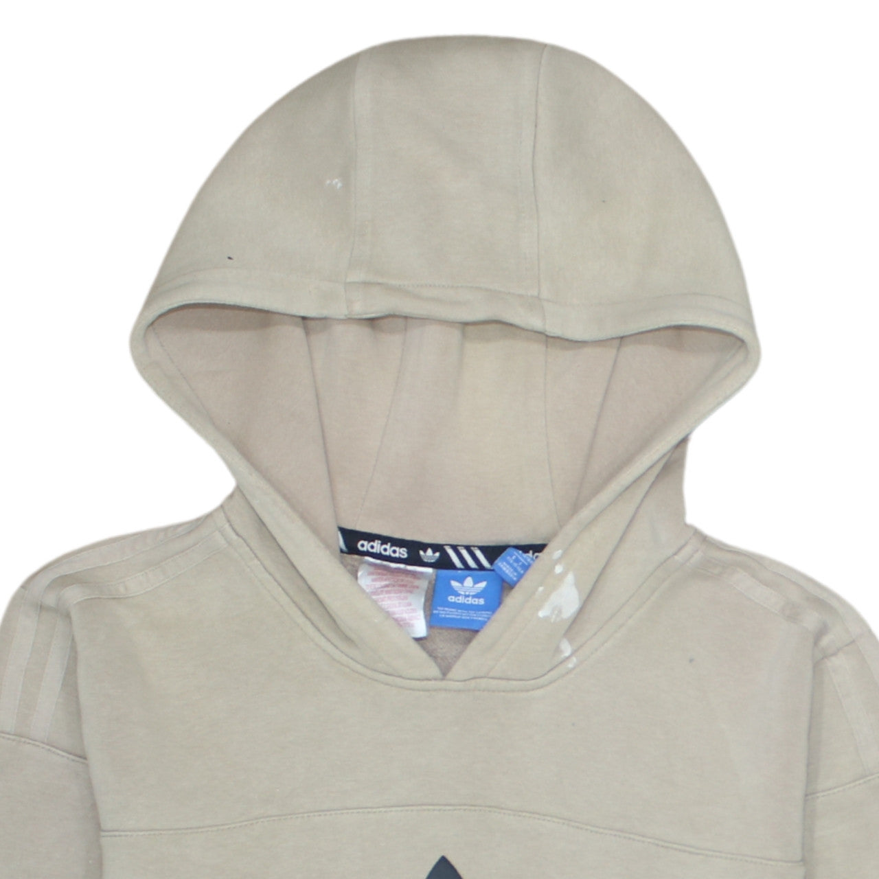 Adidas Boys Beige Hooded Pullover Hoodie XL 15-16 Years Logo Print