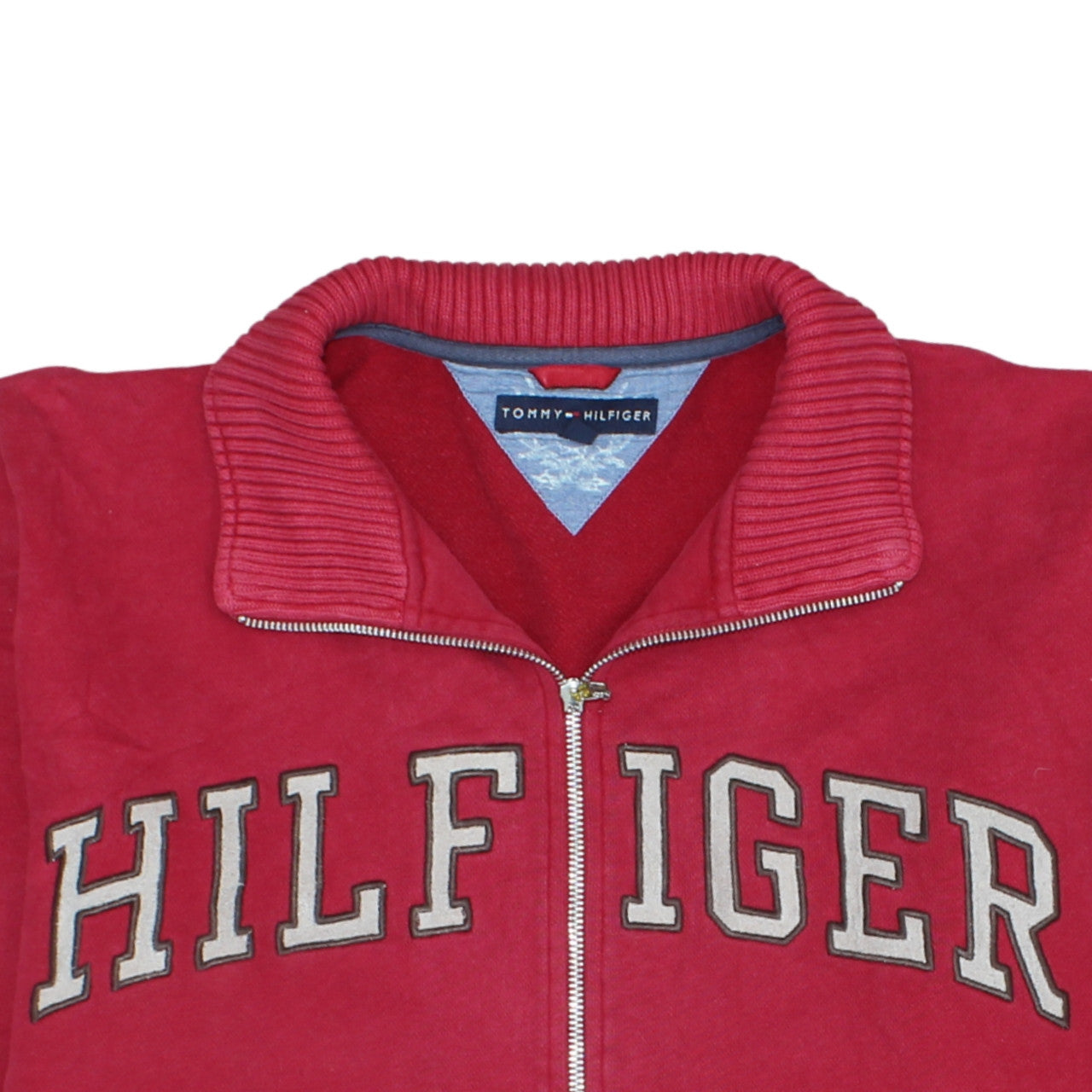 Tommy Hilfiger Men's Red Full Zip Collared Sweatshirt XL