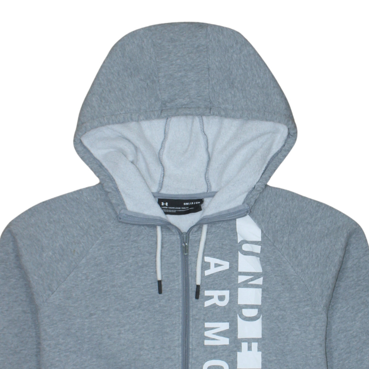Under Armour Women's Grey Full Zip Hoodie Small Loose Fit Cotton Blend