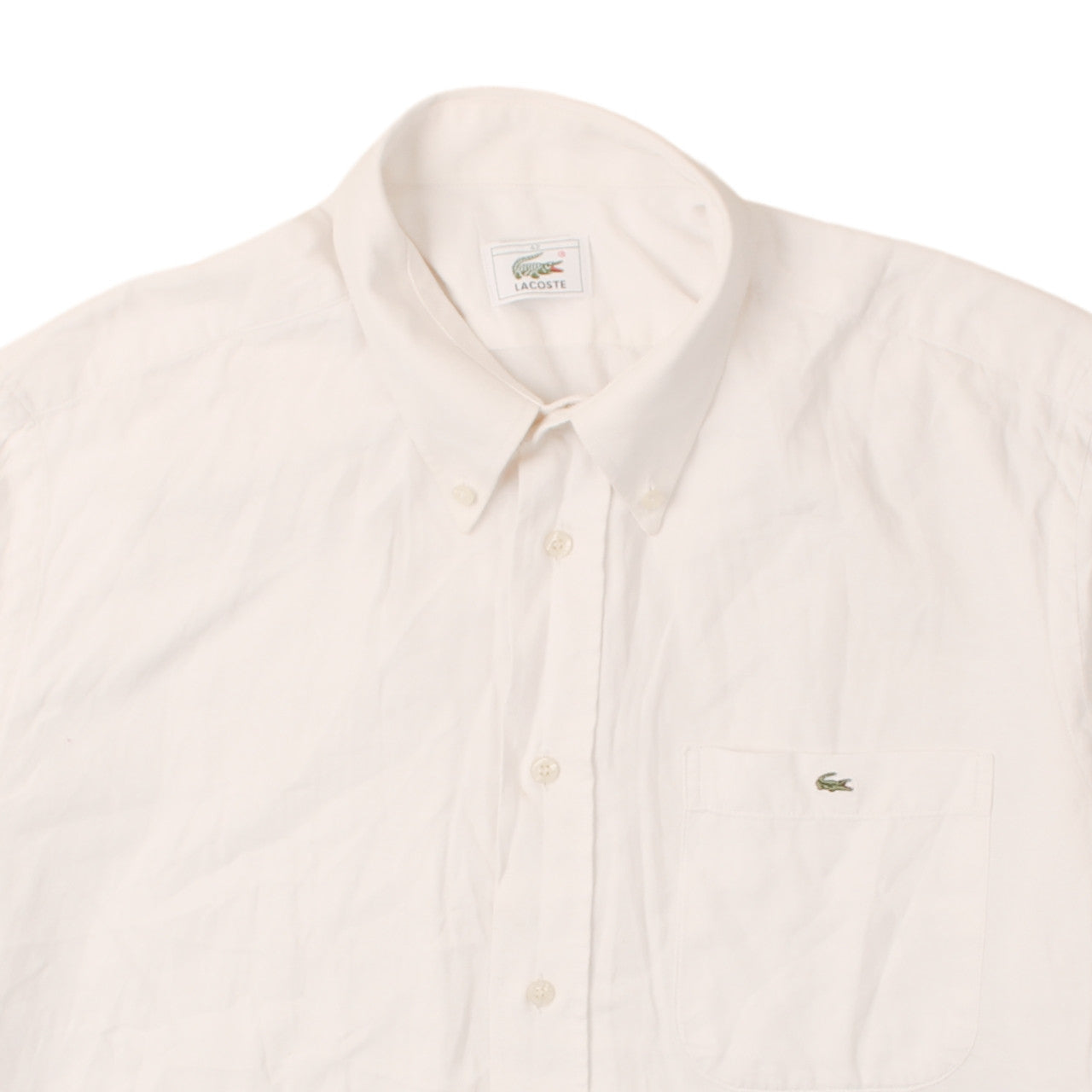 Lacoste Men's White Short Sleeve Button-Down Cotton Shirt Size 42