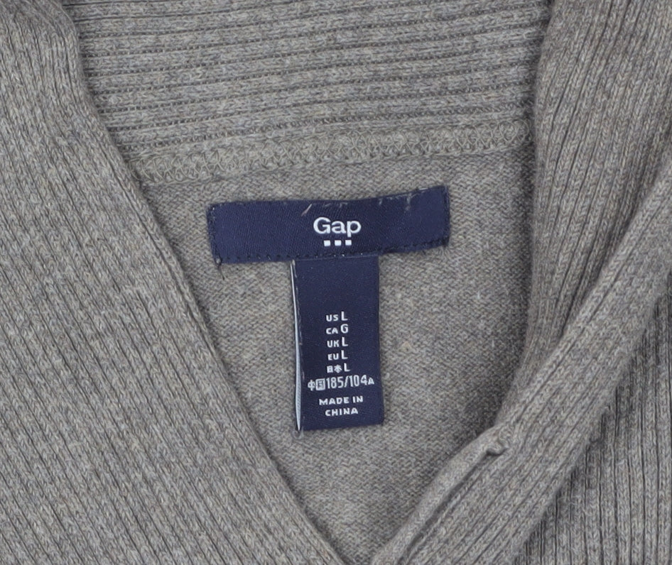 Gap Men's Beige Cotton Shawl Collar Cardigan L Classic Fit