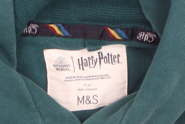 Marks and Spencer Boys Green Slytherin Pullover Hoodie 7-8 Years Harry Potter