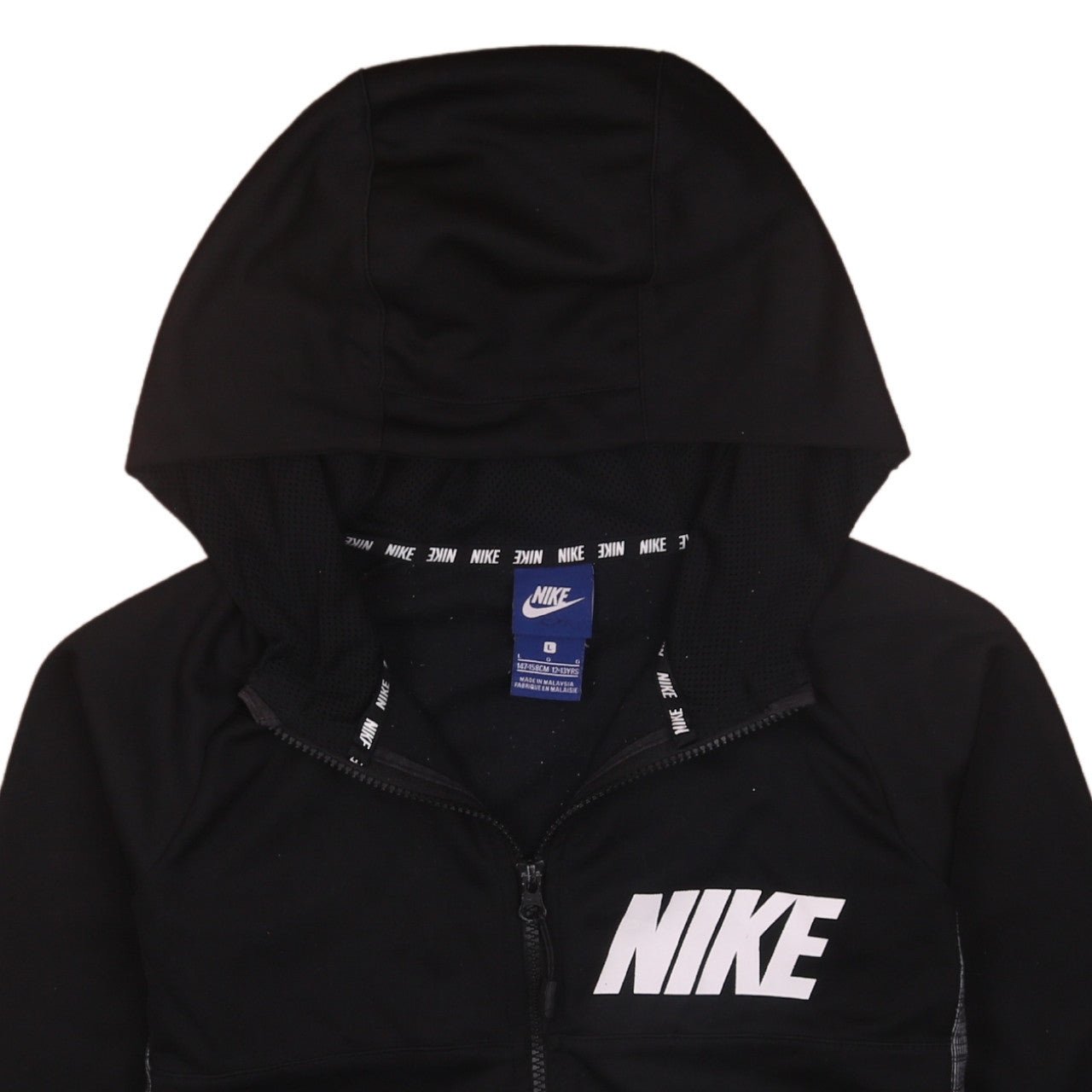 Nike Boys Black Full Zip Hoodie Size 12-13 Years L Logo Sportswear