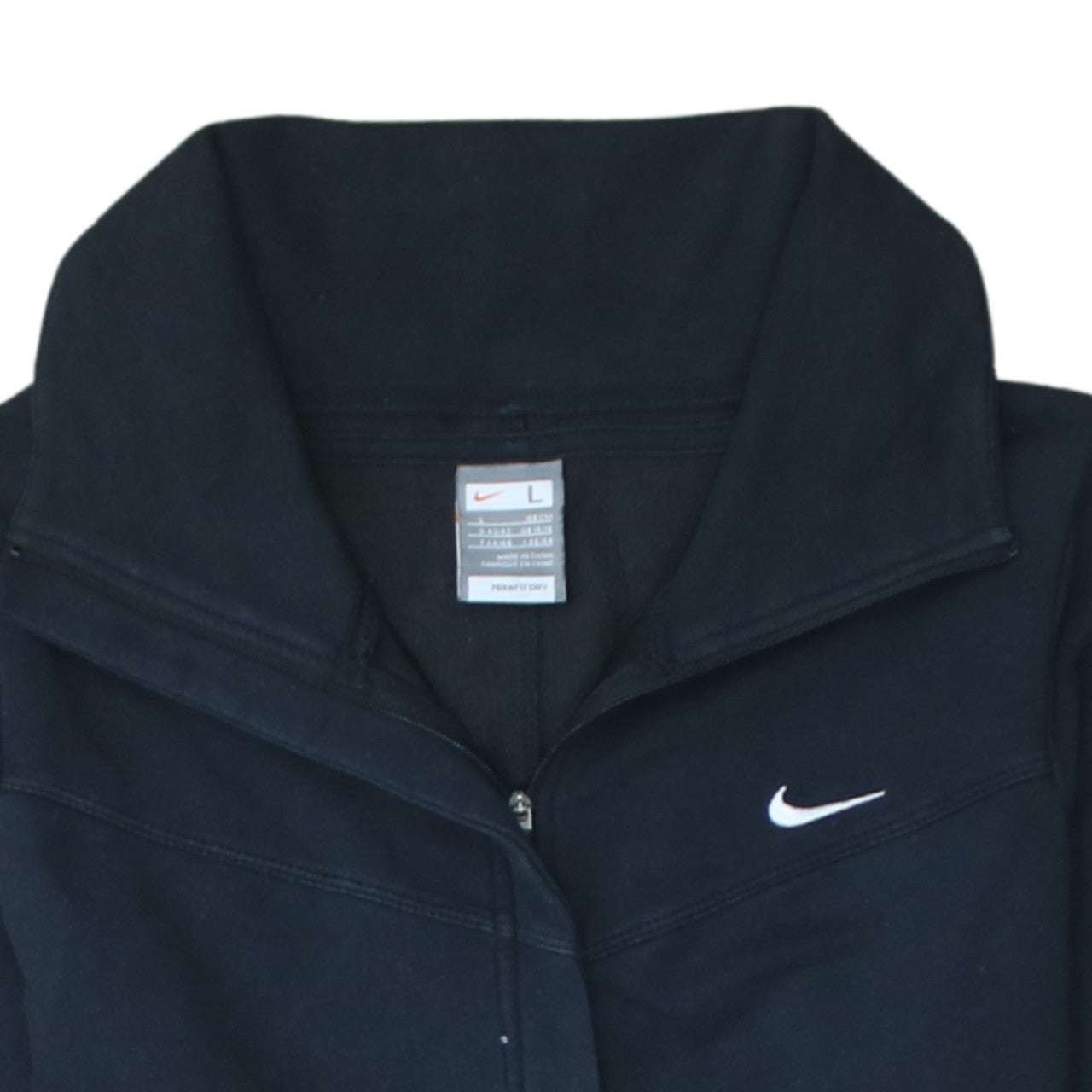 Nike Womens Black Full Zip Sweatshirt Size L 14/16 Hooded Fleece Jacket