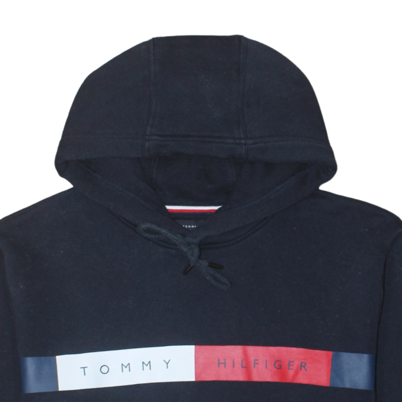 Tommy Hilfiger Men's Blue Pullover Hoodie L Logo Fleece Sweatshirt