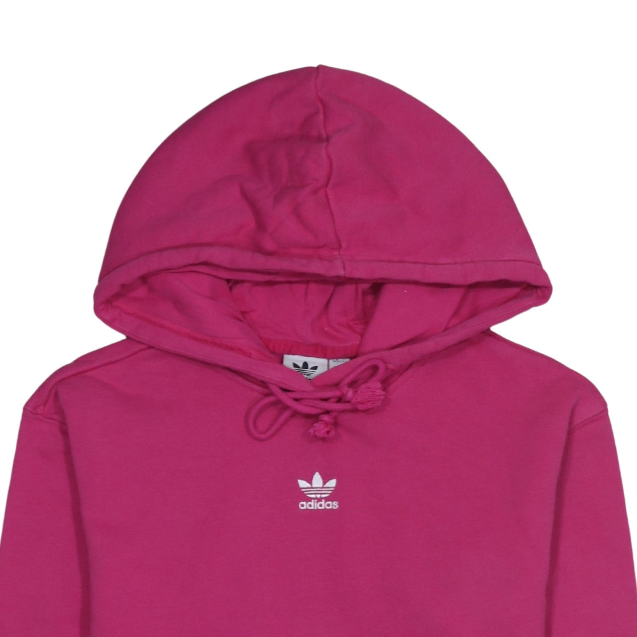 Adidas Women Pink Pullover Hoodie Small Logo Cotton Casual